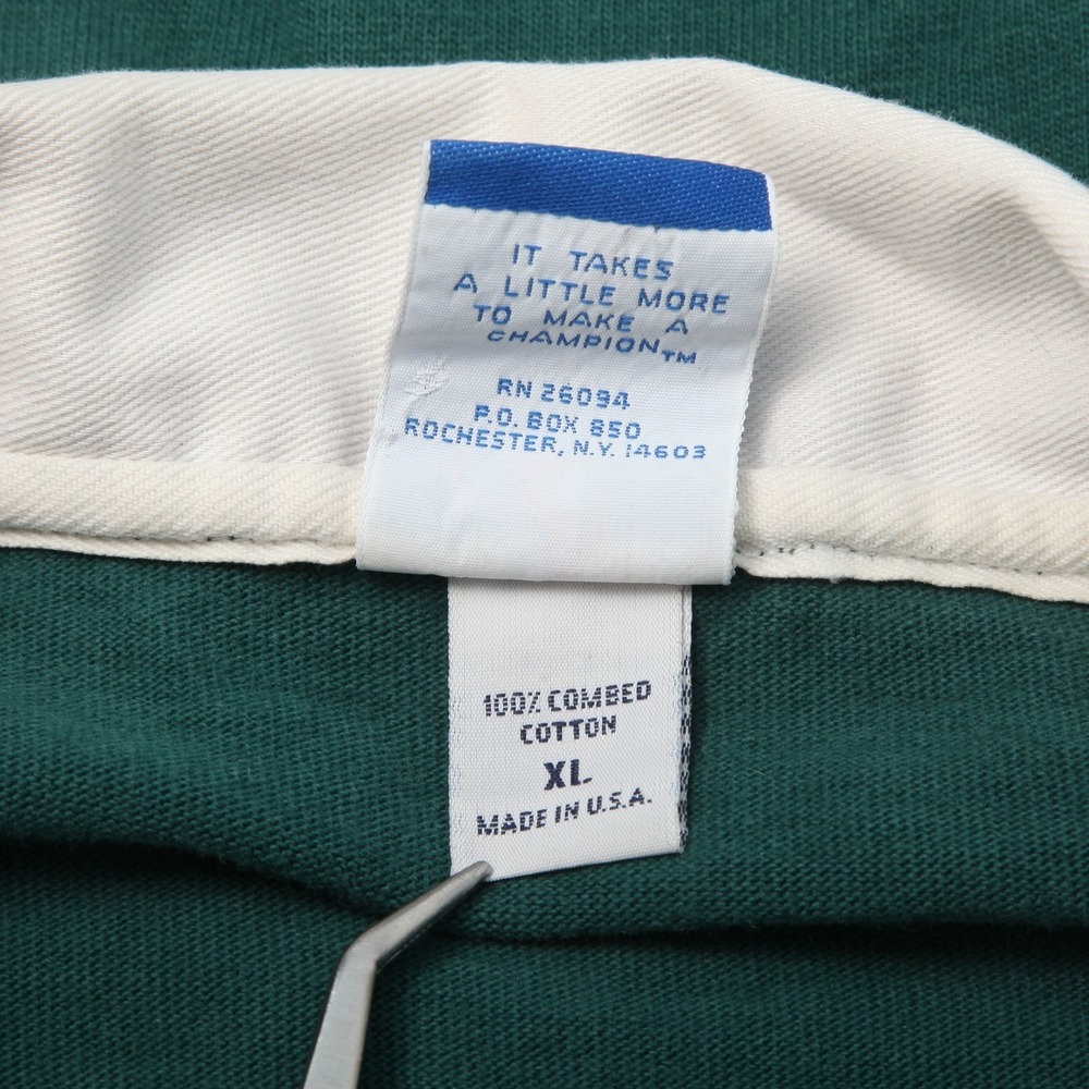 Vintage Champion Atlanta 1996 Olympics Rugby Polo Shirt Long Sleeve Green Navy - Picture 6 of 11